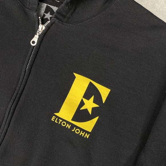 Elton John Hoodie Mens Large Black Full Zip Yellow Brick Road Farewell Tour 2022 - Picture 5 of 10